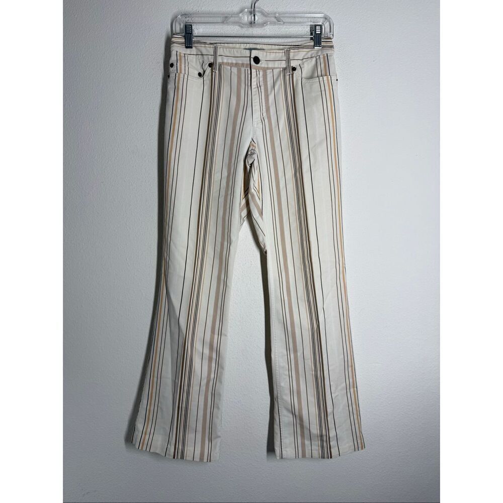 Natural Issue Women’s Cotton Blend Striped Pants Size 5/6 White Tan